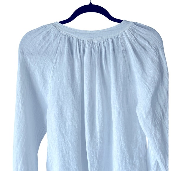 Puro Lino White Peasant Blouse Dolman Sleeve Top Made in Italy CottageCore M - Picture 8 of 10